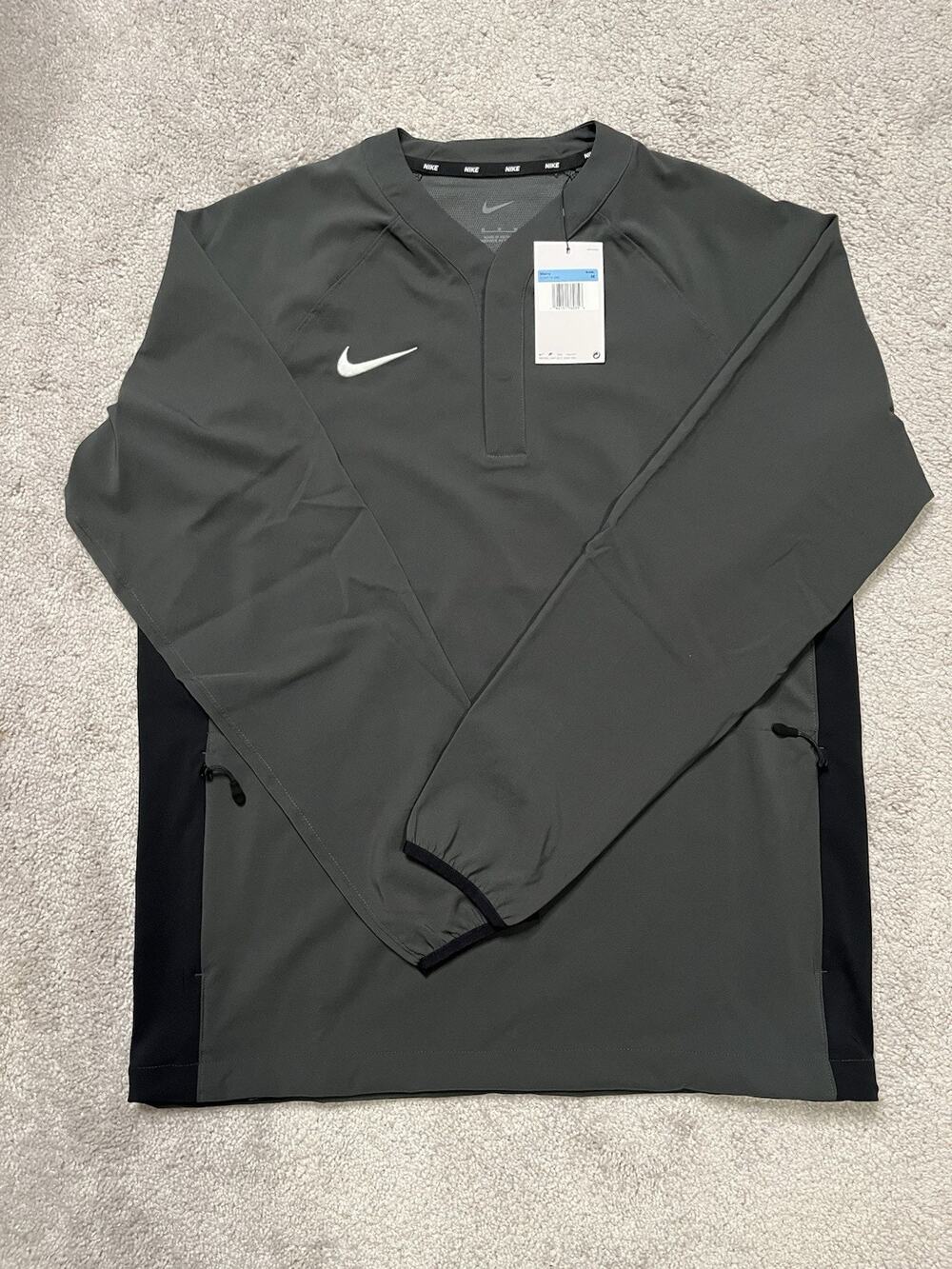 Nike Baseball Gray Long Sleeve Pregame Top Mens Medium DO9174-060